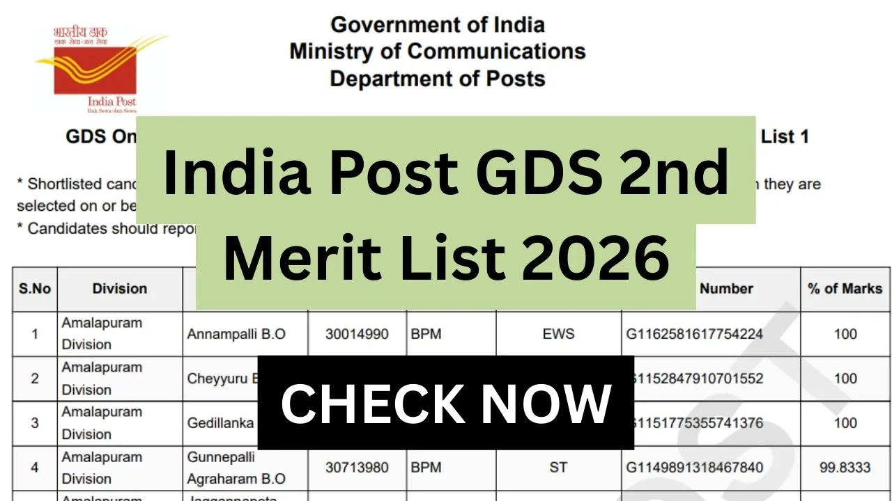 India Post GDS 2nd Merit List 2026