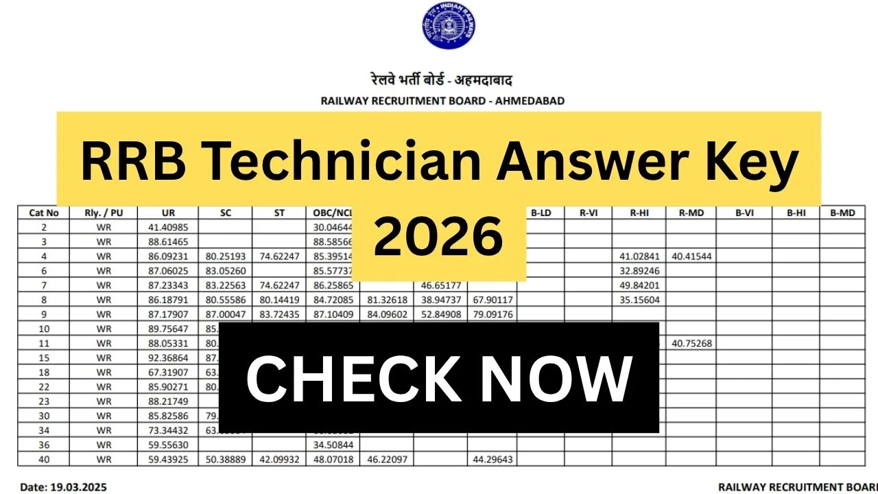 RRB Technician Answer Key 2026