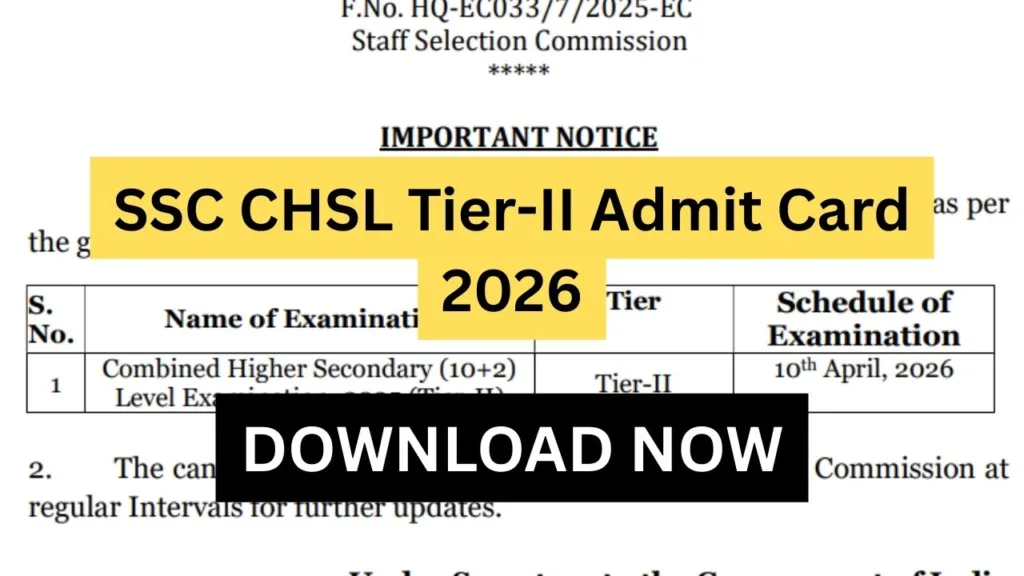 SSC CHSL Tier-II Admit Card 2026