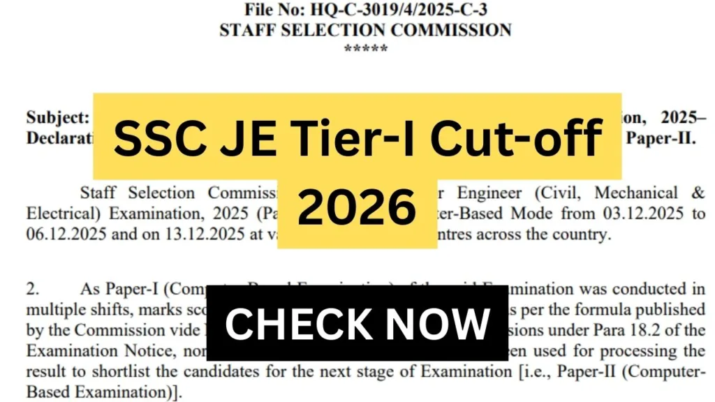 SSC JE Tier-I Cut-off 2026