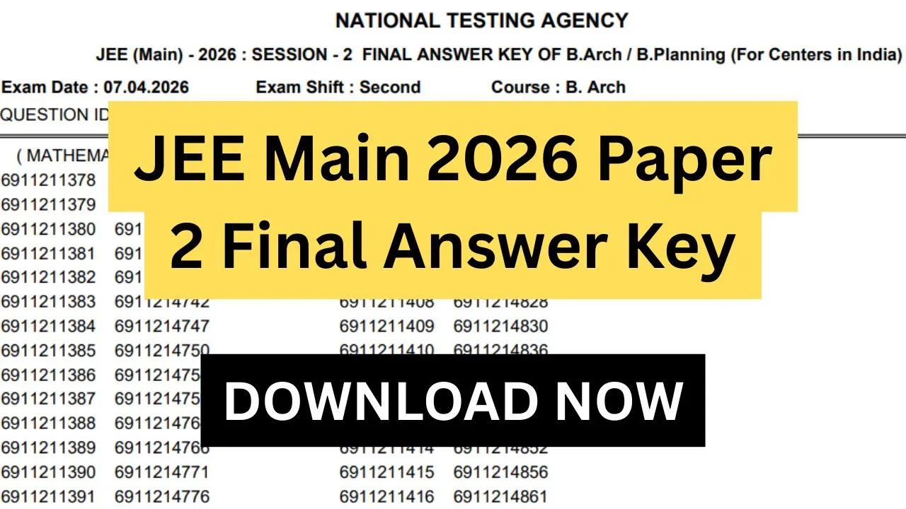 JEE Main 2026 Paper 2 Final Answer Key