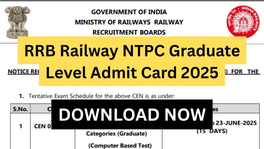 RRB Railway NTPC Graduate Level Admit Card 2025