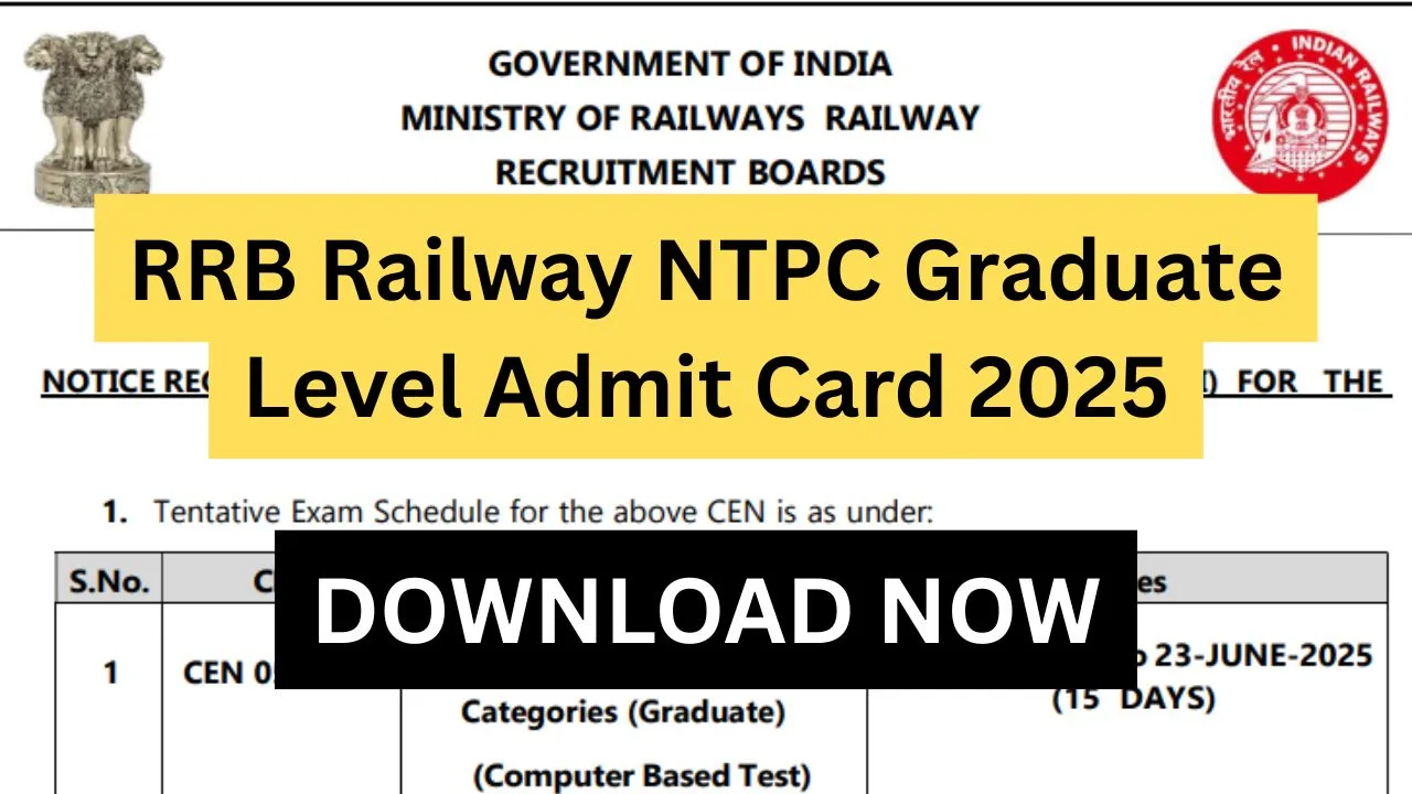RRB Railway NTPC Graduate Level Admit Card 2025